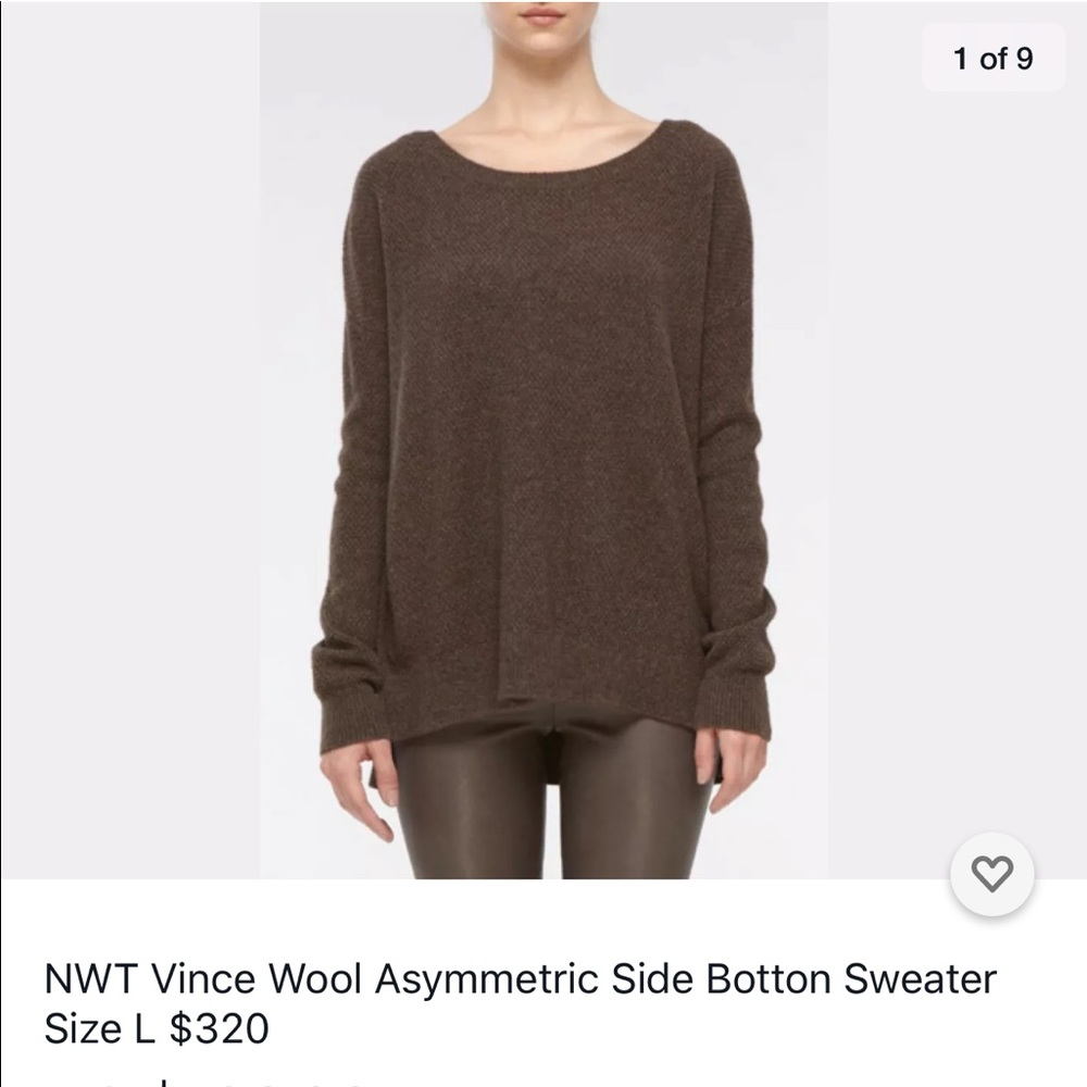 Vince wool asymmetric side button sweater L $320